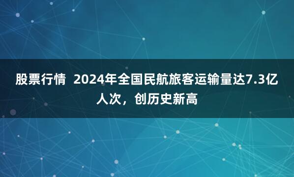 股票行情  2024年全国民航旅客运输量达7.3亿人次，创历史新高