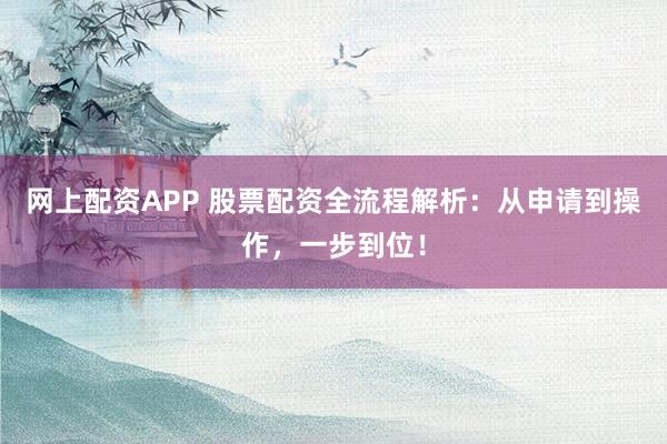 网上配资APP 股票配资全流程解析：从申请到操作，一步到位！