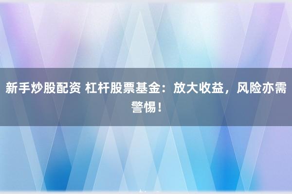 新手炒股配资 杠杆股票基金：放大收益，风险亦需警惕！