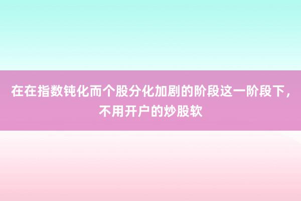 在在指数钝化而个股分化加剧的阶段这一阶段下，不用开户的炒股软