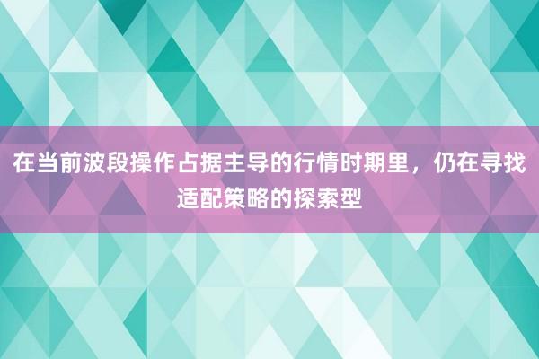 在当前波段操作占据主导的行情时期里，仍在寻找适配策略的探索型